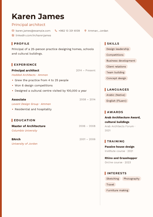 Principal architect resume template, Poster design
