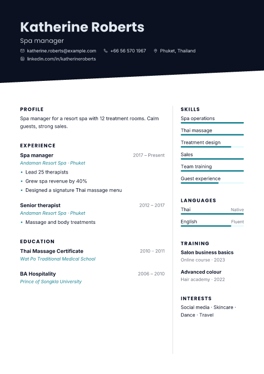 Spa manager resume template, Neon design