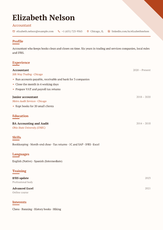 Accountant resume template, Lahij design