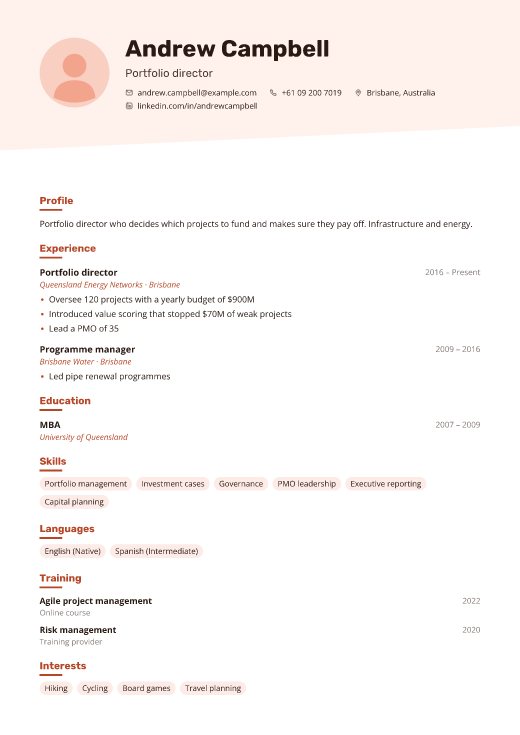 Portfolio director resume template, Yanardag design