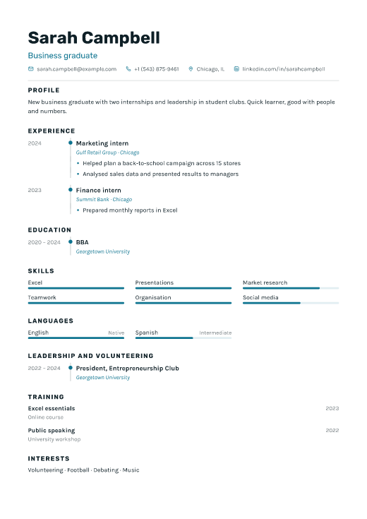 Business graduate resume template, Signal design