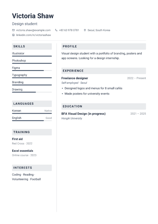 Design student resume template, Kernel design