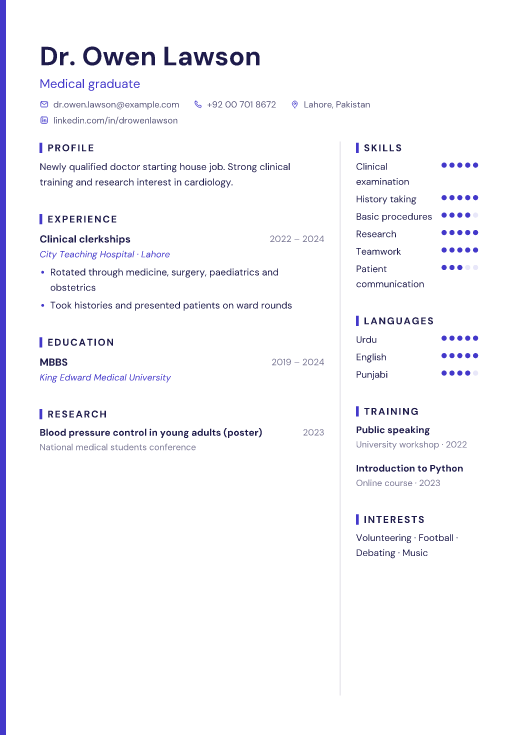 Medical graduate resume template, Pixel design
