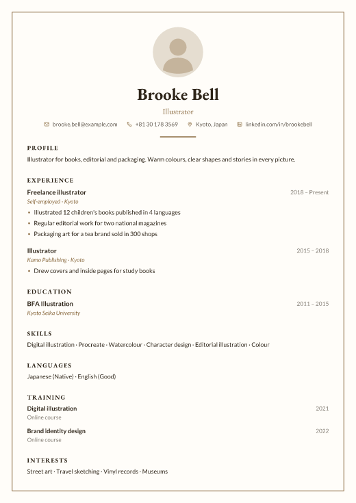 Illustrator resume template, Frame design