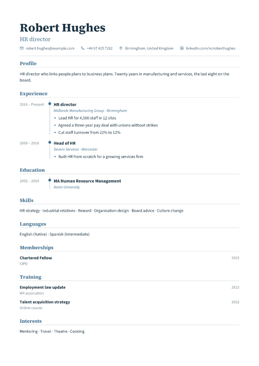 HR director resume template, Registry design