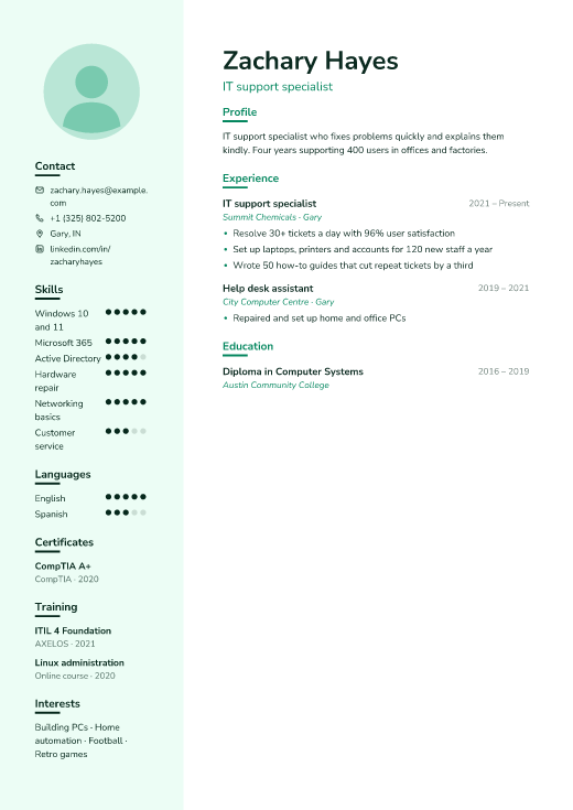 IT support specialist resume template, Mesh design