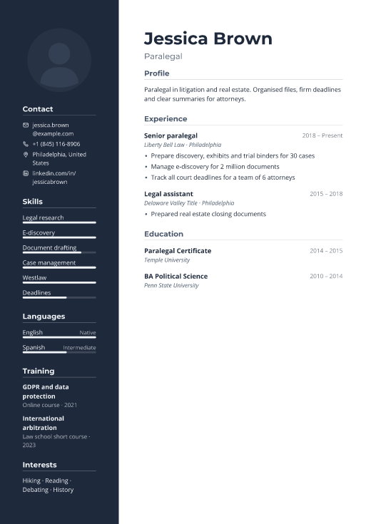 Paralegal resume template, Boardroom design
