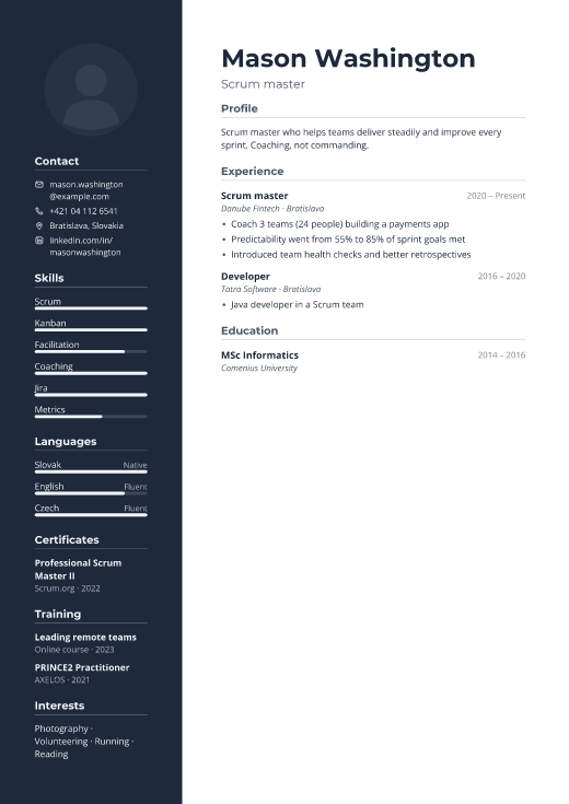 Scrum master resume template, Boardroom design