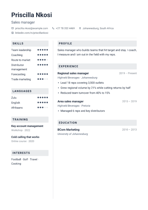 Sales manager resume template, Toolbox design