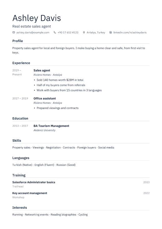 Real estate sales agent resume template, Depot design