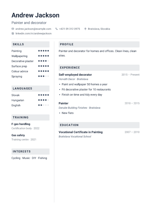 Painter and decorator resume template, Toolbox design