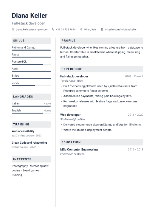 Full-stack developer resume template, Kernel design
