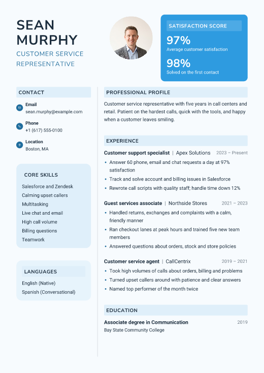 Customer service representative resume template, Help Desk design