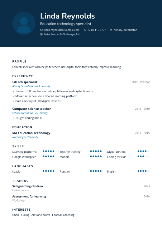 Education technology specialist resume template, Rounds design
