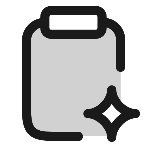 Clipboard sparkle icon, line style, from andrsrxn/icons