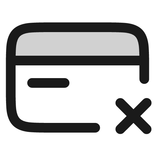 Credit card x icon, line style, from andrsrxn/icons
