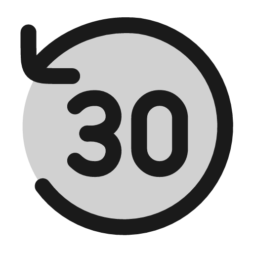 Seek forward thirty rtl icon, line style, from andrsrxn/icons
