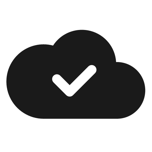 Cloud check solid icon, filled style, from Basil