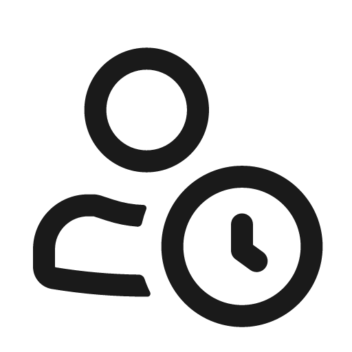 User clock outline icon, outline style, from Basil
