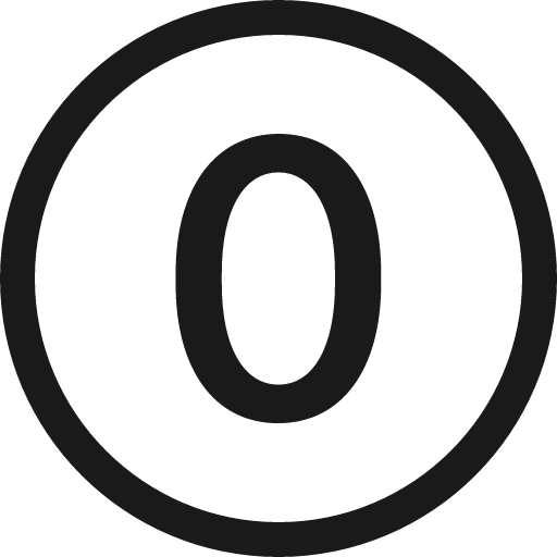 0 circle icon, solid style, from Bootstrap Icons