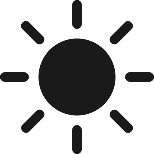 Brightness high fill icon, filled style, from Bootstrap Icons