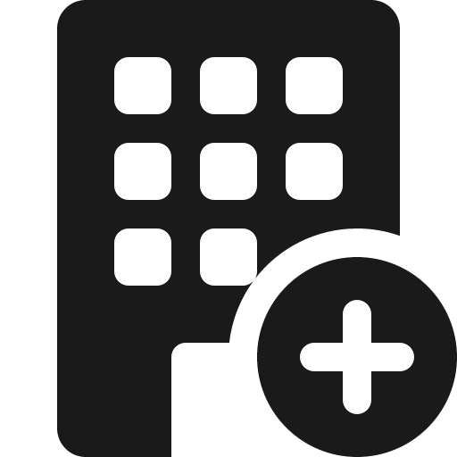 Building fill add icon, solid style, from Bootstrap Icons