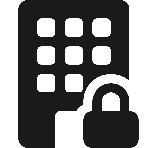 Building fill lock icon, solid style, from Bootstrap Icons