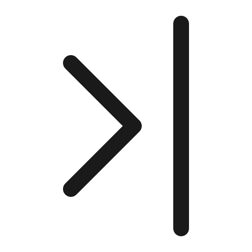 Chevron bar right icon, solid style, from Bootstrap Icons