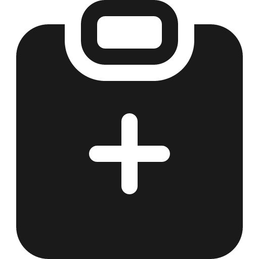 Clipboard plus fill icon, filled style, from Bootstrap Icons