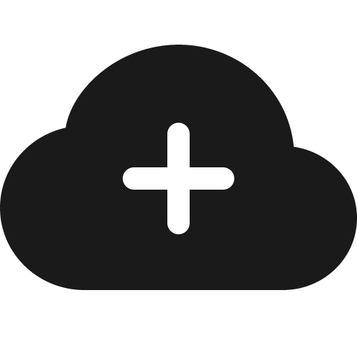 Cloud plus fill icon, filled style, from Bootstrap Icons