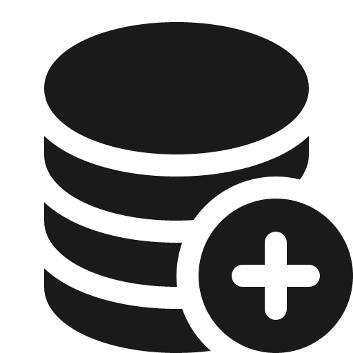 Database fill add icon, solid style, from Bootstrap Icons