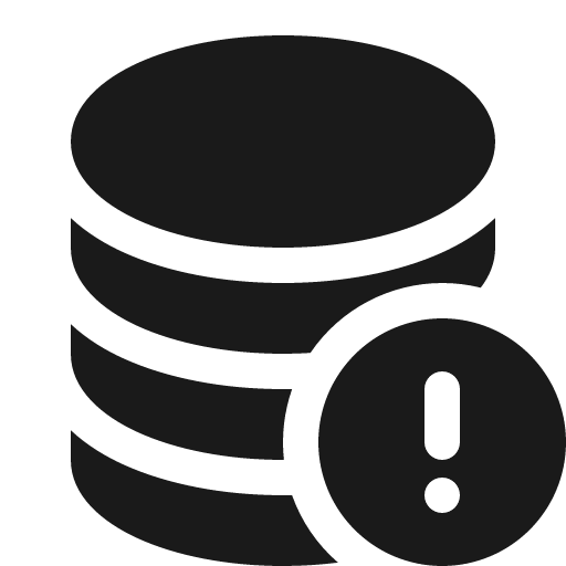 Database fill exclamation icon, solid style, from Bootstrap Icons