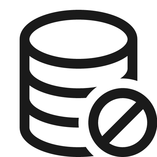 Database slash icon, solid style, from Bootstrap Icons