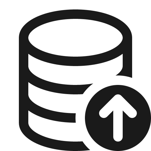 Database up icon, solid style, from Bootstrap Icons