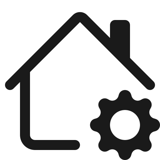House gear icon, solid style, from Bootstrap Icons