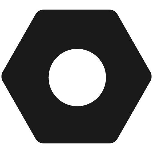 Nut fill icon, filled style, from Bootstrap Icons