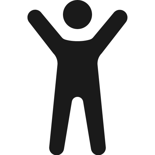 Person arms up icon, solid style, from Bootstrap Icons