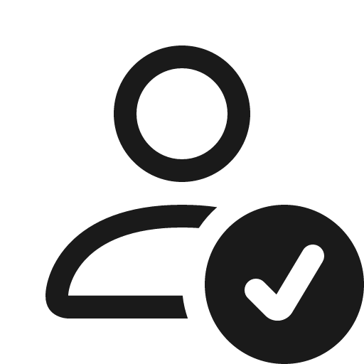 Person check icon, solid style, from Bootstrap Icons
