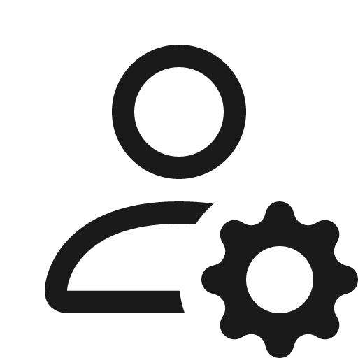 Person gear icon, solid style, from Bootstrap Icons