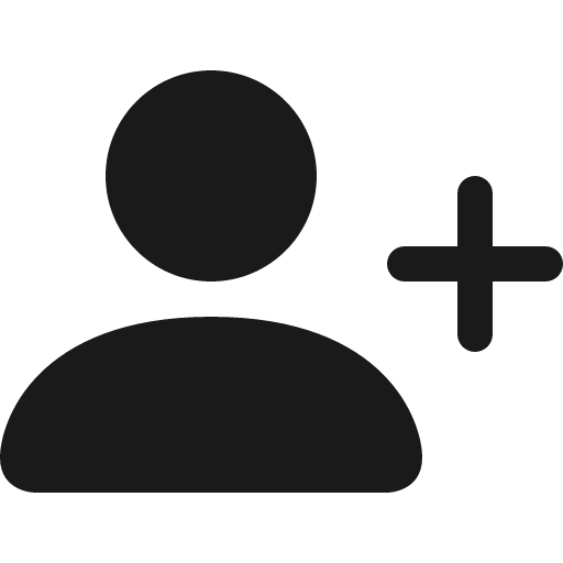 Person plus fill icon, filled style, from Bootstrap Icons