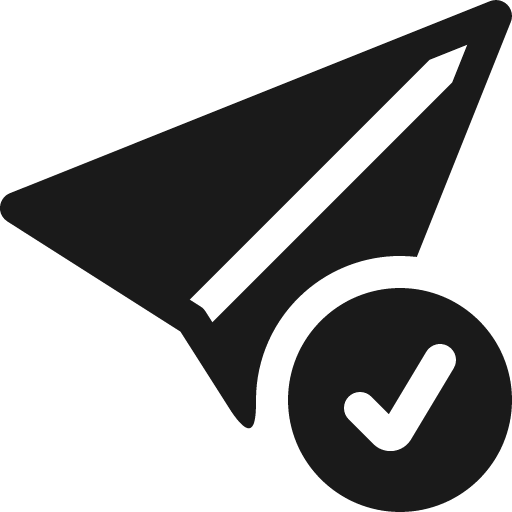 Send check fill icon, filled style, from Bootstrap Icons