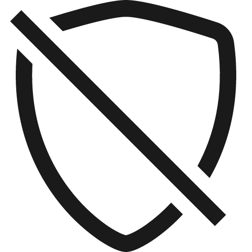 Shield slash icon, solid style, from Bootstrap Icons