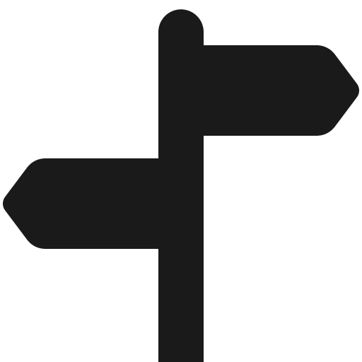 Signpost split fill icon, filled style, from Bootstrap Icons