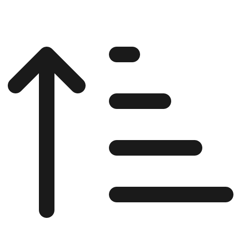 Sort up alt icon, solid style, from Bootstrap Icons