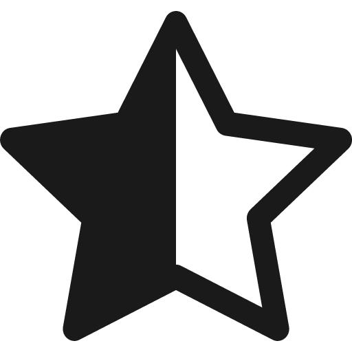 Star half icon, solid style, from Bootstrap Icons