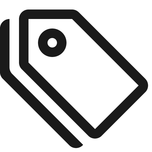 Tags icon, solid style, from Bootstrap Icons