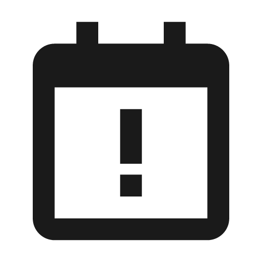 Calendar exclamation icon, solid style, from BoxIcons v2