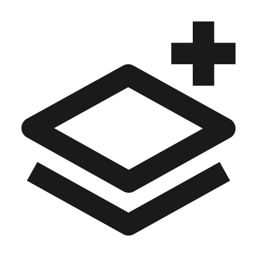 Layer plus icon, solid style, from BoxIcons v2