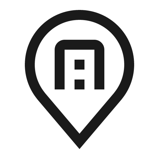 Location company icon, solid style, from Carbon