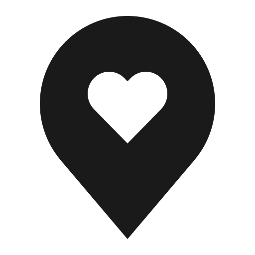 Location heart filled icon, filled style, from Carbon